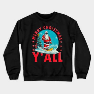 Funny Christmas In July Santa Surfing Crewneck Sweatshirt